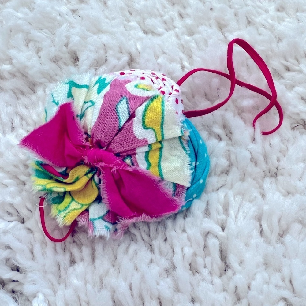 Baby Headband Floral Pink Blue